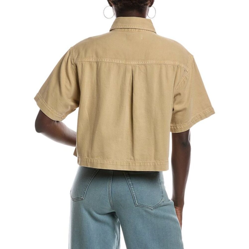 Madewell Womens Boxy Crop Button Up Shirt, Brown - Picture 2 of 3